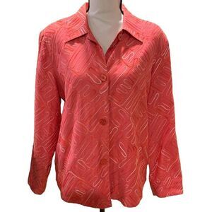 Patchington Vintage 80s 90s‎ Embroidered Silk Blend  Melon Blazer Wmn Medium EUC